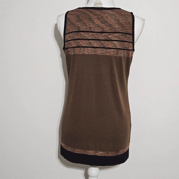 EXCLUSIVLEY MISOOK Twin Set Tank Top Sz S Knit Cardigan Sz XS Brown Stripe Fall - Picture 8 of 12